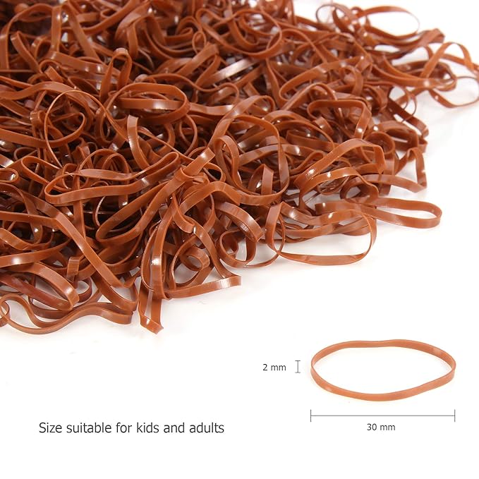 Hoyols Hair Elastic Ties Mini Soft Rubber Bands Ponytail Polyband Braid Holder for Kids Baby Girl 1000 Piece Pack (Caramel) TPR