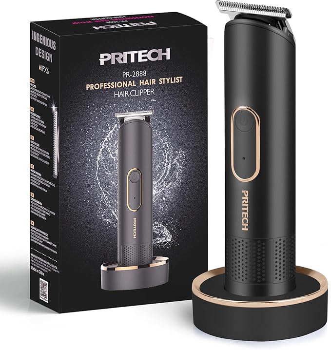 PRITECH Hair Trimmer for Women - Rechargeable Bikini Trimmer for Women Pubic Hair, Wet&Dry Use, Pain-Free Electric Razor&Shaver with Standing Recharge Dock, Ideal Gift, Black