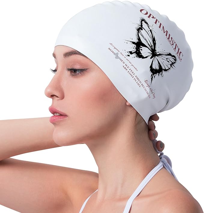 COPOZZ Women‘s Swim Cap for All Hair - Large, Comfortable Silicone Swimming Cap, Waterproof Design for Long, Short, Thick & Curly Hair | Secure & Comfortable Fit