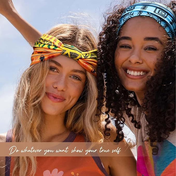 Wide Headbands for Women Knotted No Slip Head Bands Soft Turban Headband Hair Accessories Boho African Solid Color Head Wraps for Women Yoga Workout Pack of 6