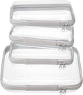 4 pcs Clear Zipper Pouches,Hard Shell Zipper Case, Toiletry Bag for Travel, CLear Diaper Bag, Toiletry Pouch, Travel Organizer, Cosmetic Bag,Toy Storage Bins (M+3S) (Gray)