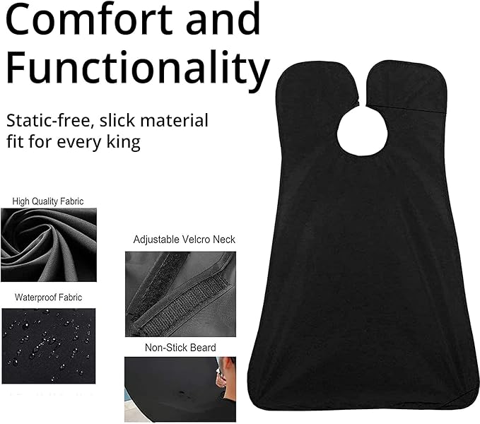 Beard Trimming Catcher Beard Bib Birthday Gifts For Men For Men With 2 Suction Cups Waterproof Non-Stick For Shaving And Trimming Grooming Accessories(Black)