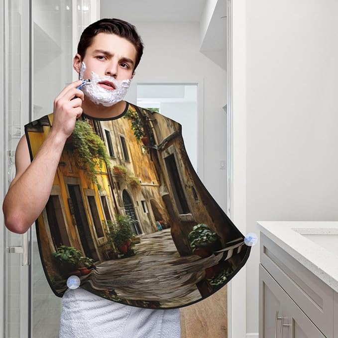 Monochrome Sketch Style Gaming Print Beard Bib Shaving Apron, Beard Hair Trimming Cape Gift For Dad