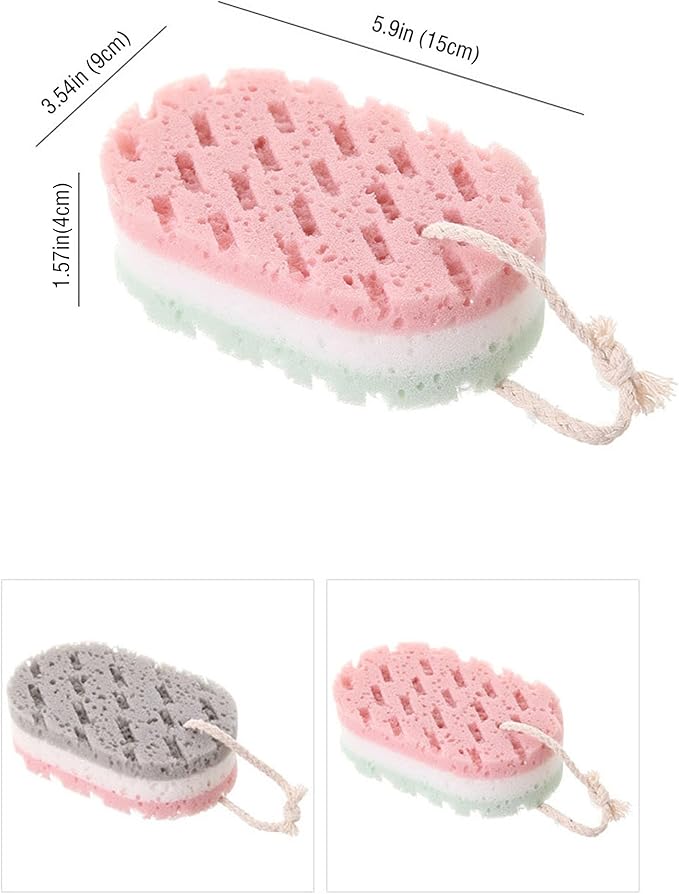 4-Pack Large Size Cleansing loofah Bath Sponge, Shower deep exfoliating Sponge, Rich Foam Bath Sponge
