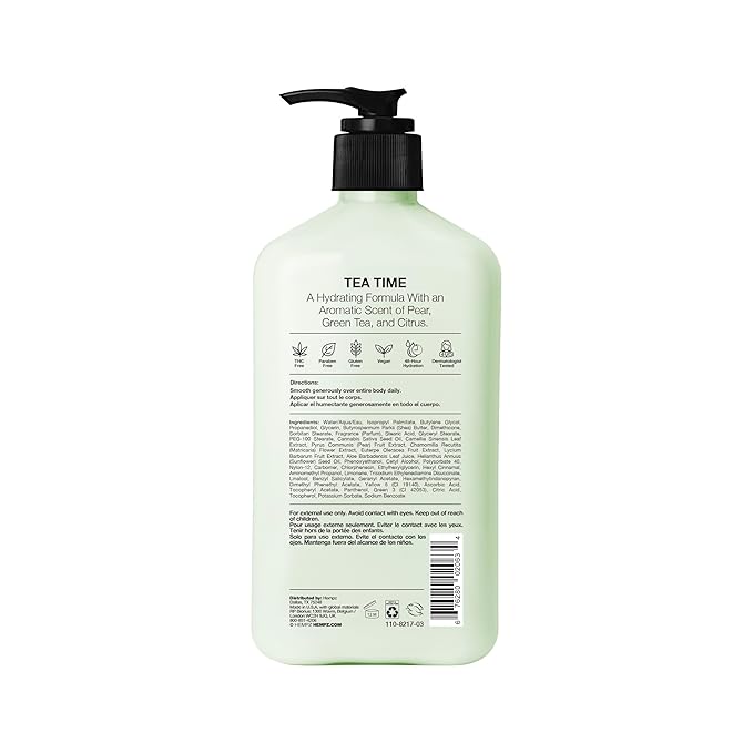 HEMPZ Body Lotion - Green Tea and Asian Pear - Daily Moisturizing Cream - 17oz