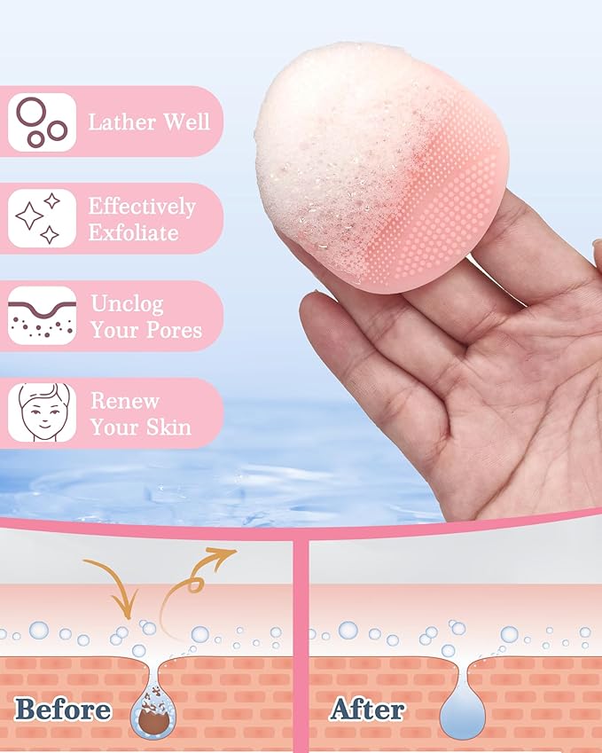 Manmihealth Silicone Back Scrubber & Soft Shower Brush, Silicone Scalp Massager, Toe Cleaning Brush Set 8 PCS, Body Foot Scrubber & Shampoo Brush Combination, with 4 Free Hooks (Style 1 Pink)