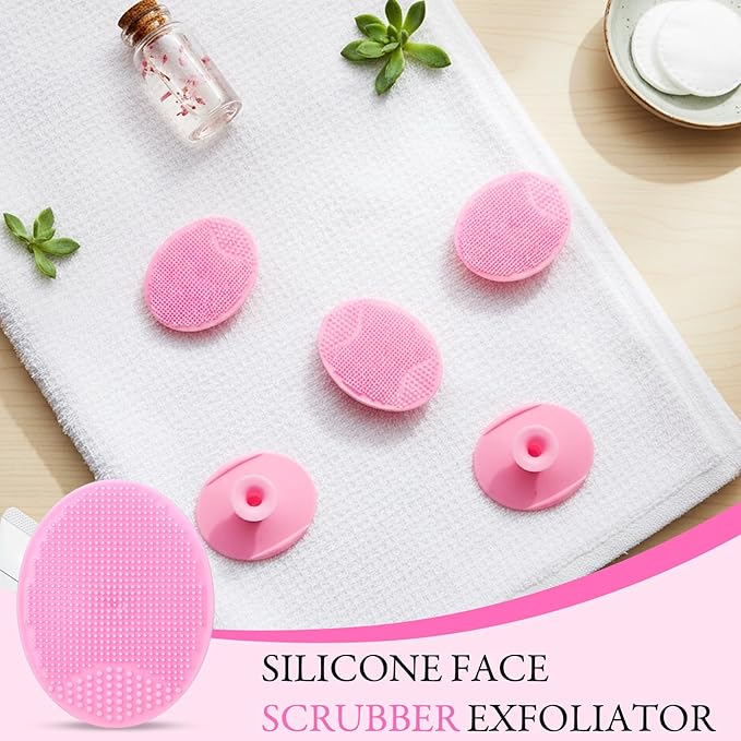 Nuogo 40 Pack Facial Cleansing Brush Face Scrubber Face Exfoliator Exfoliating Brush Soft Silicone Scrubber Handheld Wash Scrub Pad Tool for Deep Cleaning Pore Blackhead Skin Care Women(Pink)
