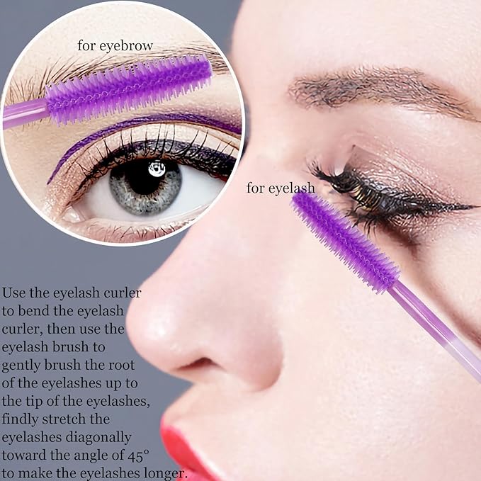 BIHRTC 100PCS Disposable Silicone Eyelash Brush Mascara Spoolies Mascara Wands Disposable Lip Applicators liner Brushes Makeup Tools for Women Girls Salon Beauty Cosmetic Make Up Tool