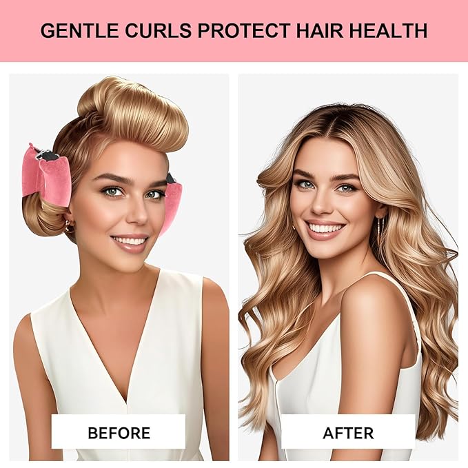 Heatless Curls Overnight Set - Jumbo Overnight Hair Curlers to Sleep In, Soft Velvet Hair Rollers for Women, No Damage Curls Styling Tools 4pcs