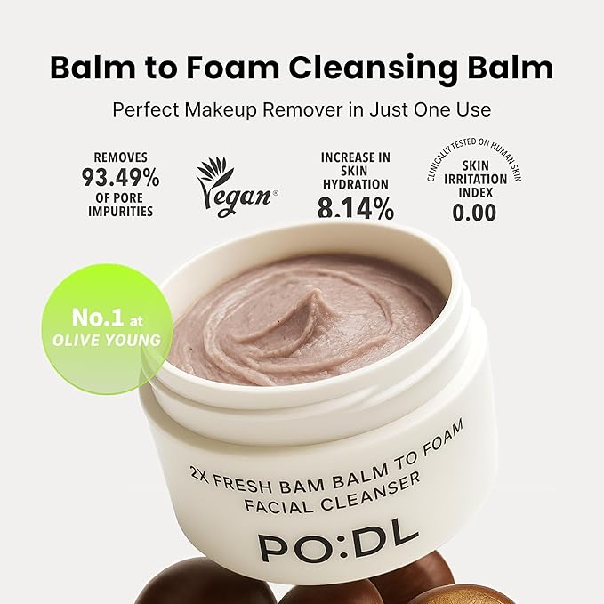 [PODL] Balm to Foam Cleanser for Makeup & Sunscreen Removal | Deep Cleansing Face Wash | Exfoliating Pore Care Sebum Control Moisture Balance | Vegan Zero Irritation | Korean Skincare 4.39 fl oz