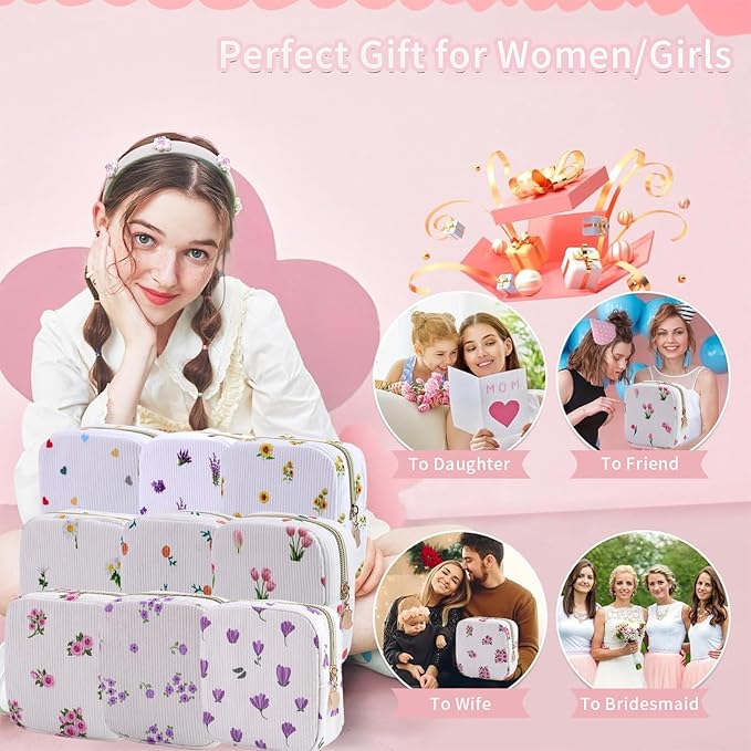 2-Pack Period Bag for Women Girls, Portable Corduroy Sanitary Napkin Storage Bag Period Pouch Small Discreet Menstrual Pouch, Sanitary Pads Bag Period Kits Tampons Holder for First Period