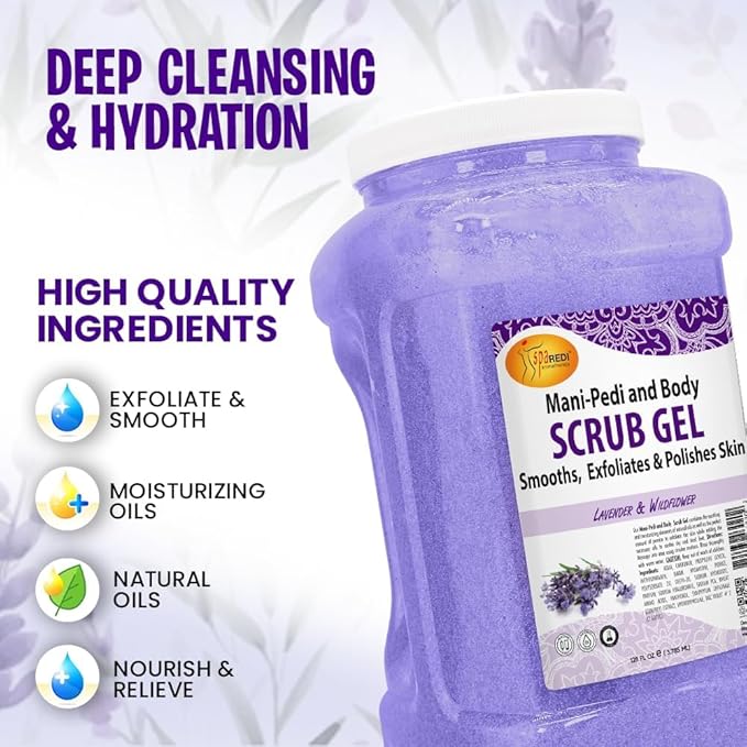 SPA REDI Exfoliating Body & Skincare Treatment – Multi-Purpose Professional & At-Home Skin Refinement | Exfoliate. Hydrate. Transform for Holistic Transformation | Lavender & Wildflower 128 Oz