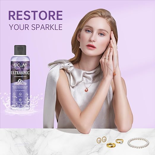 Ultrasonic Jewelry Cleaning Solution, Great for Use in All Ultrasound Machines, Eyeglass and Rings, Effective Solution for Cleaning Gold, Silver, Platinum, Diamonds, and Watch, 8.5 oz/250 ml （Purple）
