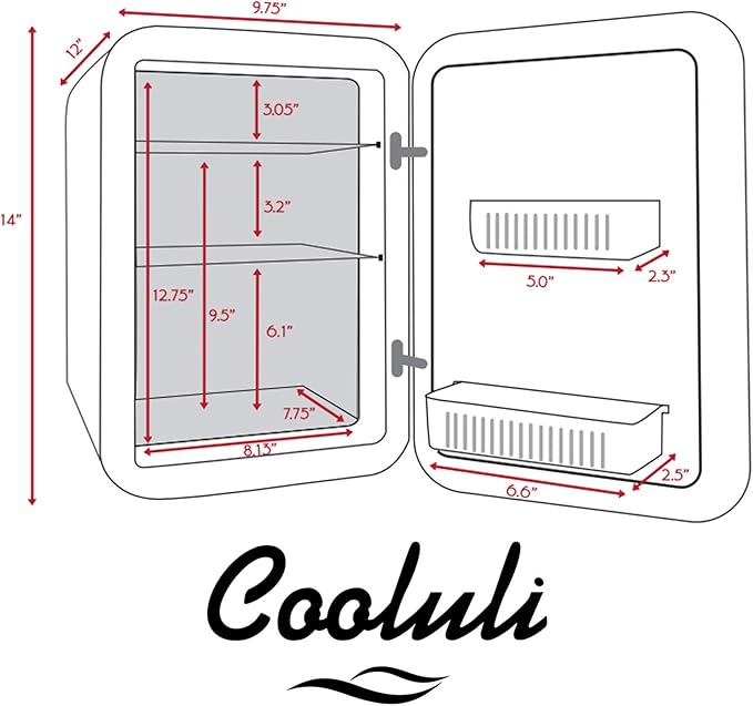 Cooluli 15L Mini Fridge for Bedroom - Car, Office Desk & College Dorm Room - 12V Portable Cooler & Warmer for Food, Drinks, Skin Care, Beauty, Makeup & Cosmetics - AC/DC Small Refrigerator (Pink)
