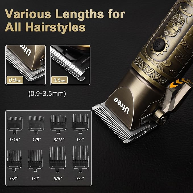 Ufree Hair Clippers for Men Professional with Beard Trimmer, Barber Clippers and Trimmers Set, Electric Razor Shavers for Men, Cordless Mens Grooming Kit for Nose, Face, Hair, Gifts Bronze
