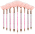 9 Pieces Facial Fan Mask Brushes, Soft Facial Applicator Brushes Tools for Peel Glycolic Makeup for Mud Cream(Pink)