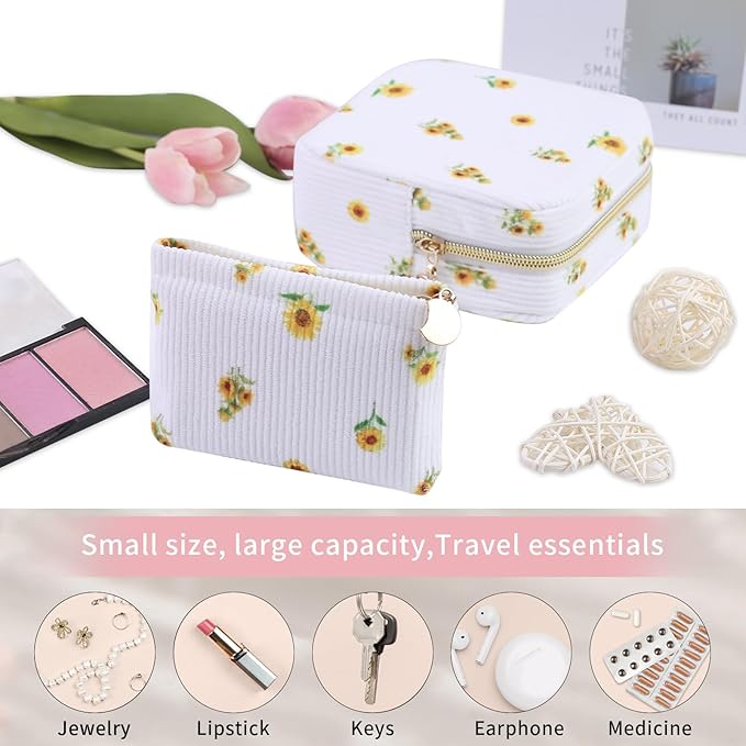 2-Pack Period Bag for Women Girls, Portable Corduroy Sanitary Napkin Storage Bag Period Pouch Small Discreet Menstrual Pouch, Sanitary Pads Bag Period Kits Tampons Holder for First Period