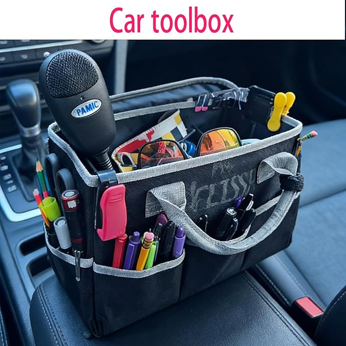 Dog Grooming Organizer Bag with 10 Pockets, 600D Oxford Portable Tote for Pet Supplies Storage, Travel Grooming Kit for Dog Cat Accessories, Shampoo, Brush, Clipper, Lightweight & Durable