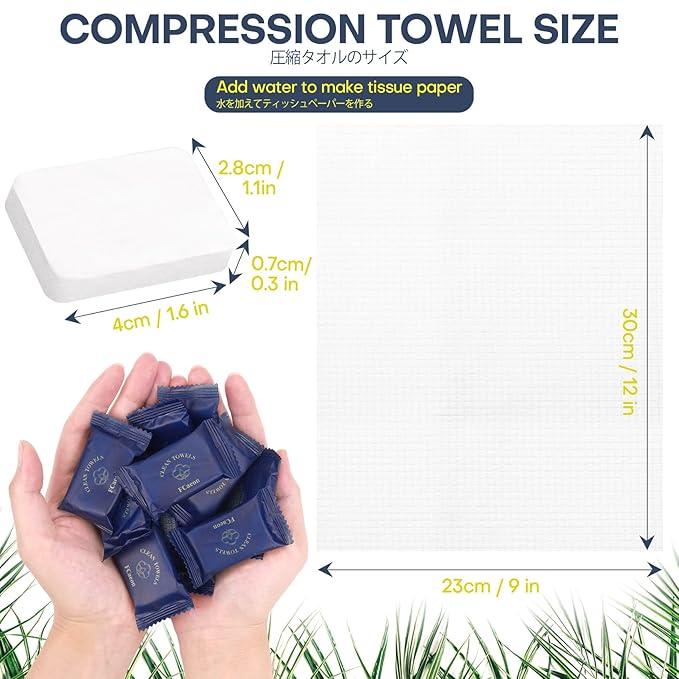 Disposable Face Towel Large Ultra Soft Compressed Towel Tablets for Travel Individually Wrapped, 12x9 Inch Portable Face Washcloths Reusable for Gym Hiking Camping Outdoor Sports(20 Pcs Blue)