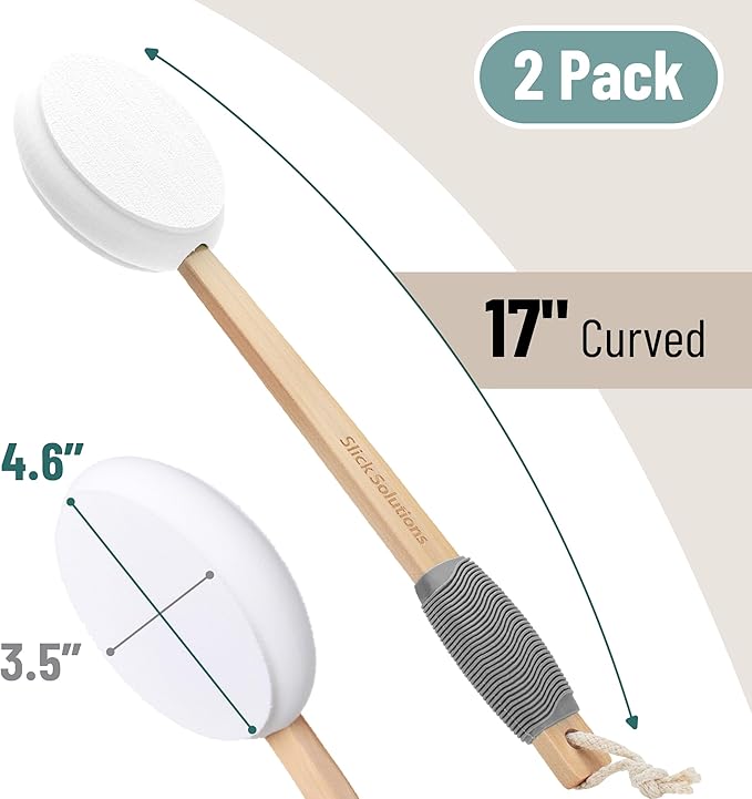 Slick- Lotion Applicator, 17 Inch, 2 Pack, Back Applicator Lotion, Certified Organic, Easy Reach Washable, Self Tanner for All Skin Tone