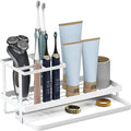 Toothbrush Holders for Bathroom,Carbon Steel Bathroom Organizer Countertopr for Electric Toothbrush,Toothpaste and Razors-Which is Perfect for Countertop Storage,Shower,Sink (White)