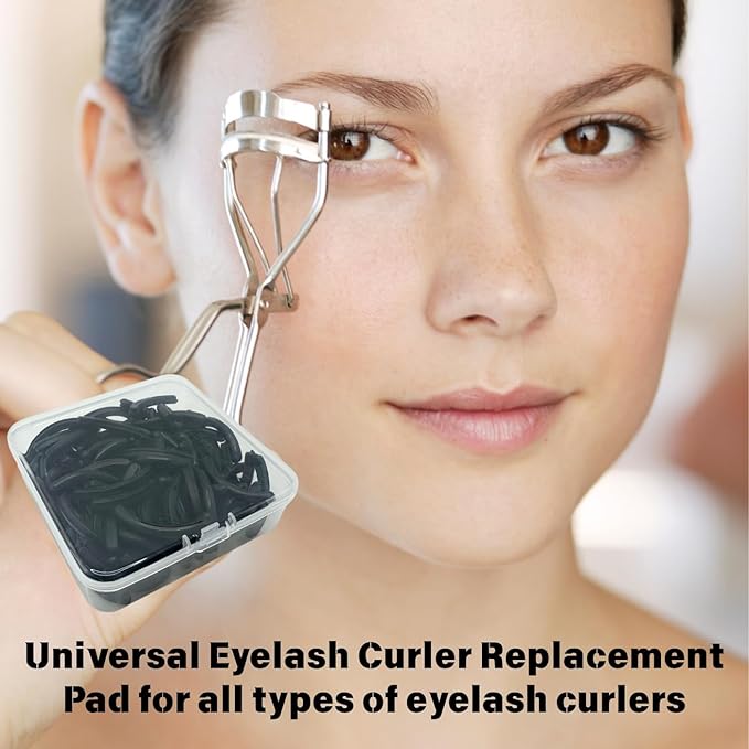 100PCS Eyelash Curler Refills Compatible with Tweezerman Eye Lash and Cosmetic Accessory Silicone Soft Rubber Curler, Lash Curler Refill Pads, Black