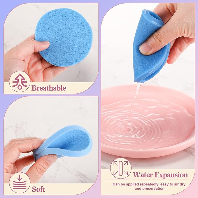 480 Count Compressed Facial Sponges Makeup Removal Round Face Wash Sponge Reusable for Cleansing Exfoliating PVA Spa Facial Pads for Women Esthetician Beauty Remover Supplies(Yellow,purple,blue,pink)