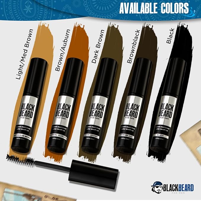 Blackbeard for Men Beard Color – 1-Day Beard, Mustache, Eyebrow, Sideburns Color – Temporary Facial Hair Tint - Hypoallergenic Beard Dye Alternative – Up to 45 applications – Brown/Black 1 Pack