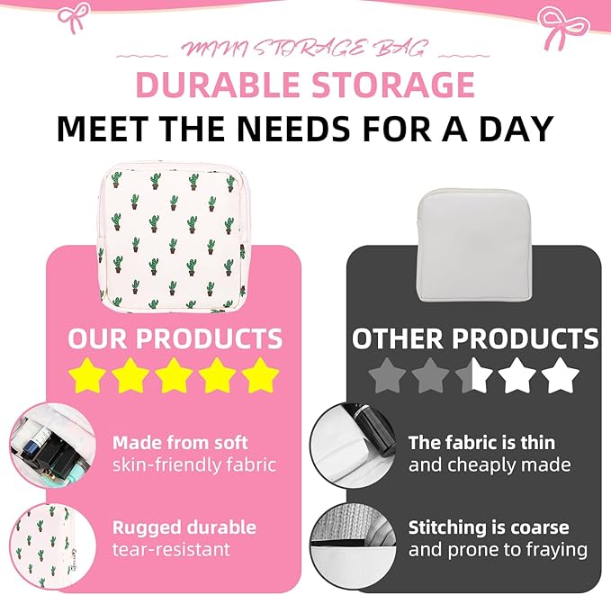 Sanitary Napkin Storage Bag,Period Bag,Portable Period Bag for Teen Pads Sanitary Napkins Small Tampons First Period Gifts for School Hygiene Bags Travel Containers (Cactus)