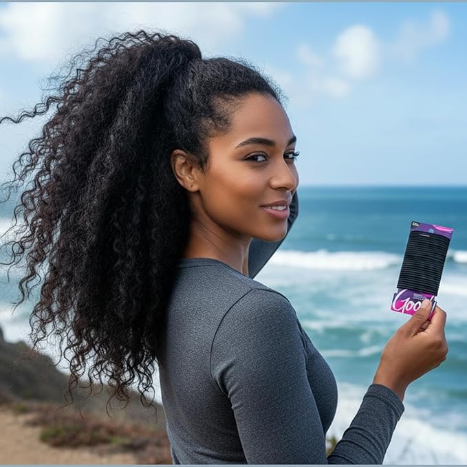 Goody Ouchless Hair Elastics - No Pull, No Breakage, Tangle-Free Hold for Thick, Curly, Coily & Textured Hair - 30 Count, Black, Long-Lasting Ponytail Holders for Women & Men