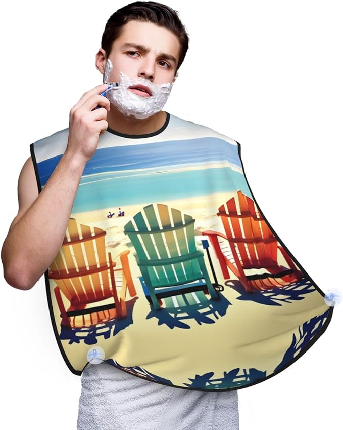 Monochrome Sketch Style Gaming Print Beard Bib Shaving Apron, Beard Hair Trimming Cape Gift For Dad