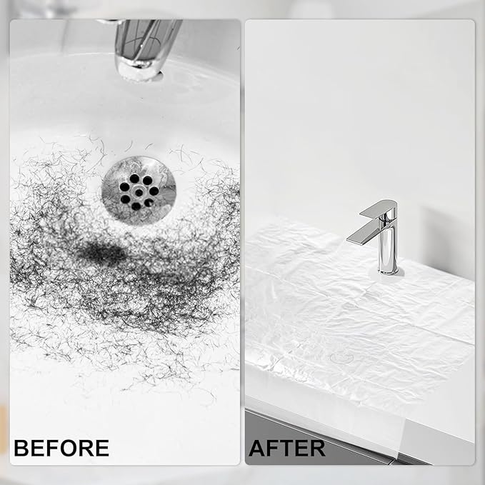 Beard Hair Catcher for Sink Beard Bib Disposable Beard Catcher for Shaving Sink Cover for Shaving & Trimming Clear Stop Worrying About Cleaning (Clear 100 PCS)
