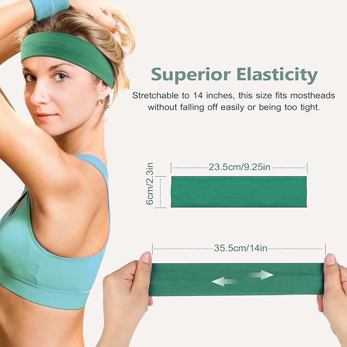 Headbands for Women, Stretchy Non Slip Soft Cotton Cloth Hair Bands for Sports, Workout, Yoga and Running, 7pcs
