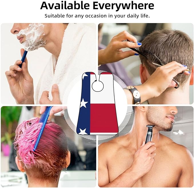 Flag Of Texas Print Beard Bib Apron For Men, Beard Hair Catcher For Men Shaving Trimming,Beard Cape Cloth