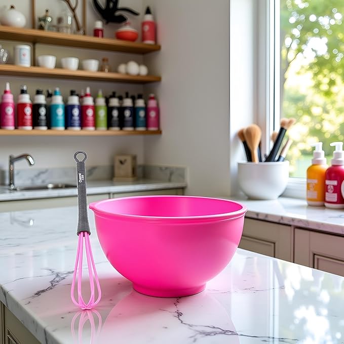 1Pc Rose Red Convenient Plastic Hair Dye Paste Stir Bar Salon Hairdressing Dye Handle Whisk Balloon Whip Mixer Hair Dyeing Stirrer Tool,Hair Color Mixing Bowls,Hair Coloring Products