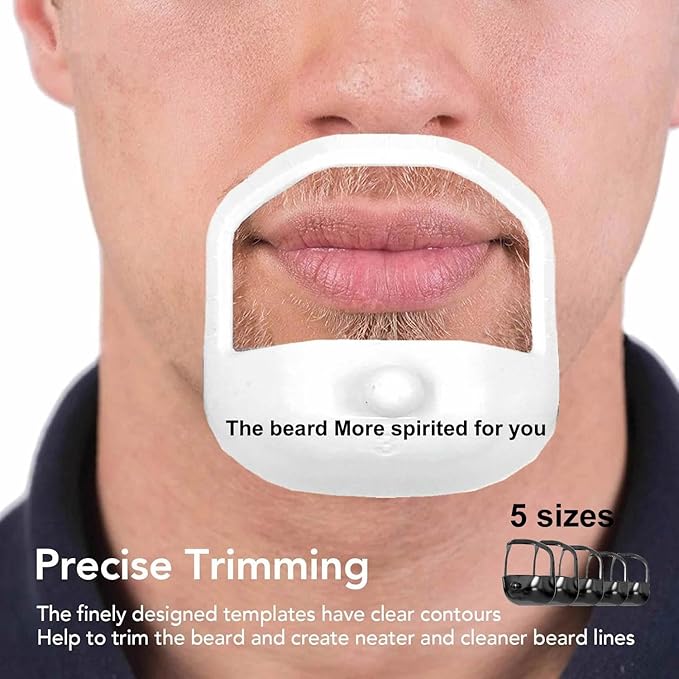 Beard Shaper Goatee Mustache Grooming Tool Face Hair Styling Template for Man - Transparent - 5 PCS/Set (white)