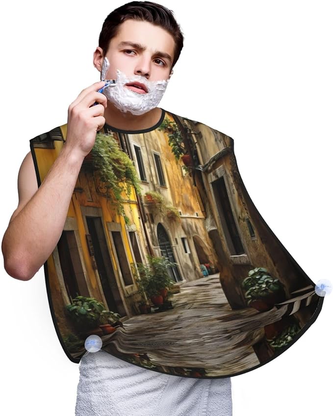 Monochrome Sketch Style Gaming Print Beard Bib Shaving Apron, Beard Hair Trimming Cape Gift For Dad