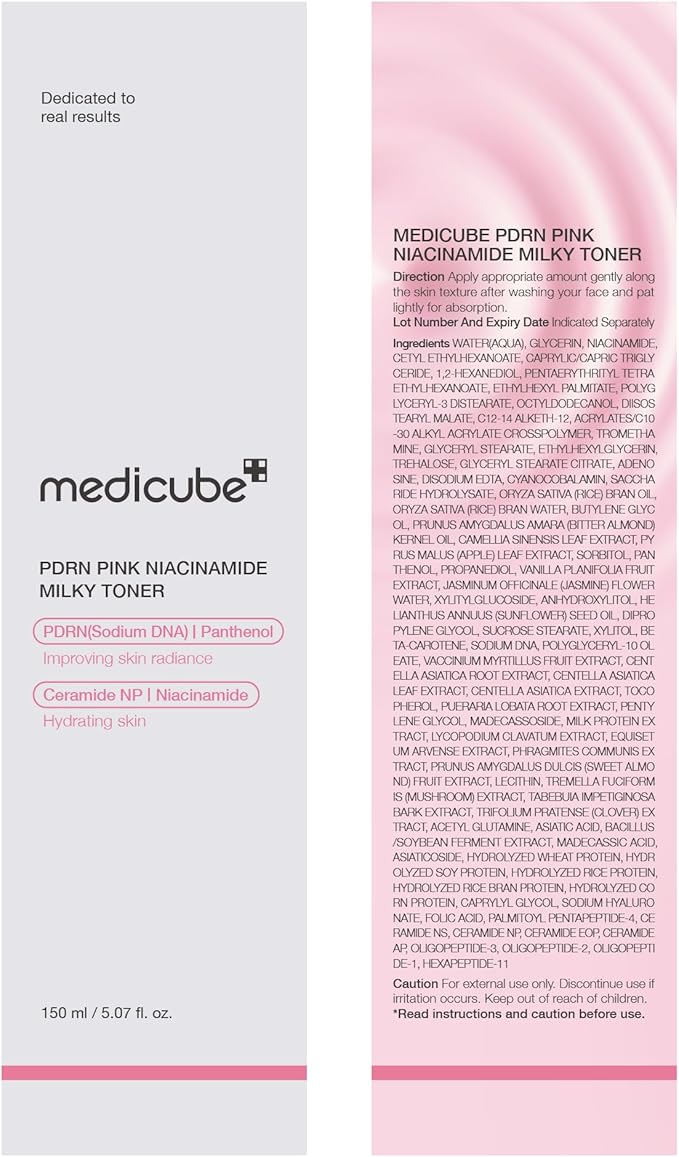 medicube PDRN Toner Salmon DNA Milky Toner | for Hydrating, Moisturizing, Soothing with Ceramide, Peptide | Glass Glow Skin | Korean Skincare, 5.07 fl.oz