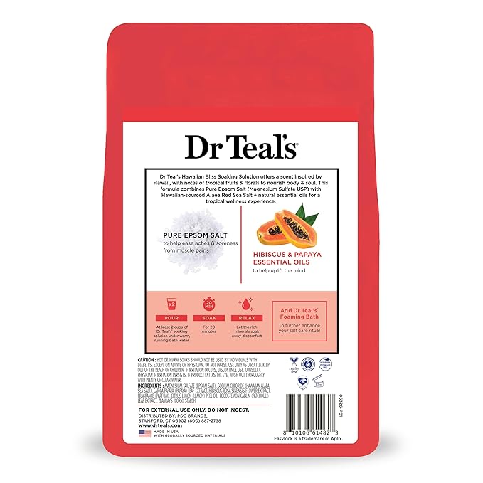Dr Teal's Epsom Salt Magnesium Soak, Limited Edition Hawaiian Bliss, 3lbs