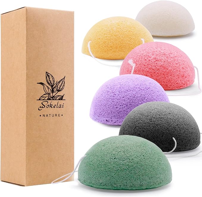 Konjac Facial Sponges for Cleansing Exfoliating - Konjac Face Sponge for Washing Face Body, Natural Cleaning Puff Buff Scrubber for Shower Bath SPA for Babys Men Women