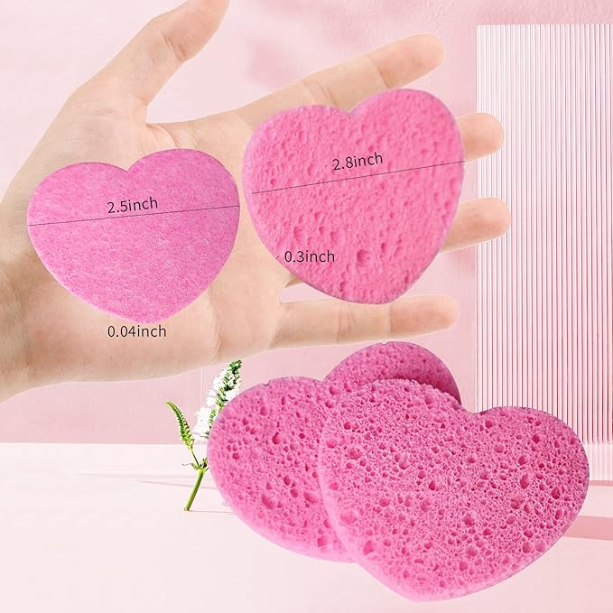 50-Count Facial Sponges Compressed, 100% Natural Cellulose Face Sponge Professional Cosmetic Spa Sponges for Face Cleansing, Exfoliating Mask, Makeup Removal for Travel and Home, Pink