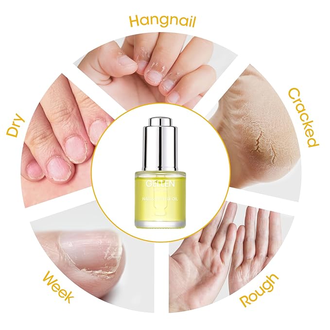 GELLEN Nail Growth Oil, Nail Cuticle Oil for Growth and Strength, Vitamin E Natural Keratin Cuticle Nails Treatment for Hydrating, Nourishing, Strengthening, Repairing, 0.68 Oz