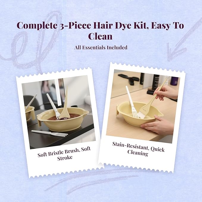Hair Dye Coloring Set Color Mixing Tool Professional Hair Coloring Bowl Soft Bristle Brush, Yellow