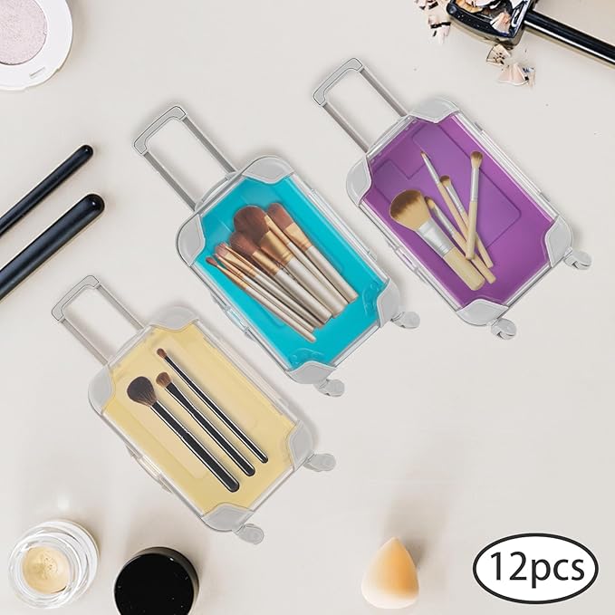DMSIDN 12-Pack Mini Suitcase Party Favor Boxes - Colorful ABS Luggage-Style Storage for Candy, Jewelry & False Eyelashes - Cute Travel-Themed Gift Boxes for Weddings, Birthdays & Showers