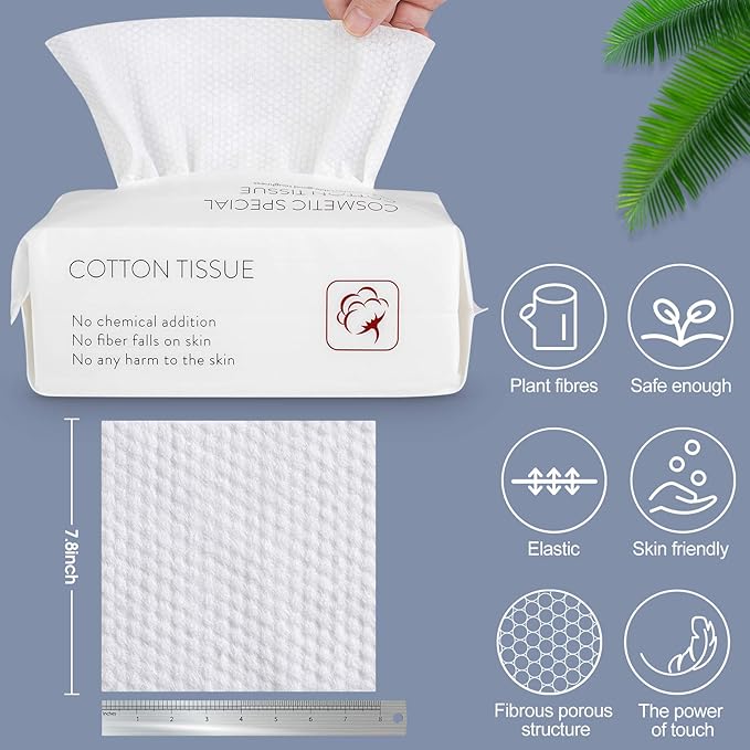 Disposable Face Towel Facial Tissue Soft Cotton Facial Cleansing Cloths Towelettes Dry for Cleaning Office Travel Makeup Remove