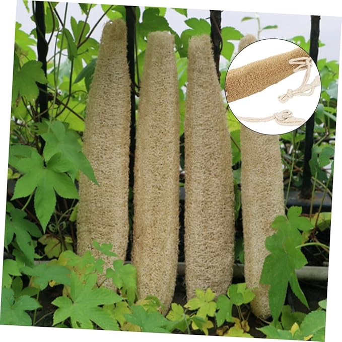 OUNONA Exfoliating Loofah Back Scrubber Strap for Shower Natural Gourd Fiber Bath Exfoliating Band Long Size Back Cleaner for Women and Men for Shower and Bath Use