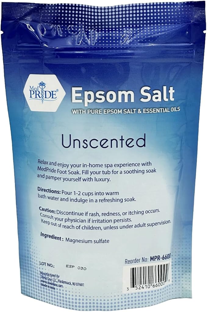 MED PRIDE Epsom Salt Foot Soak for Pain Relief and Muscle Recovery with Essential Oils, Soaking Salts for Dogs (Unscented 19.2 Ounce (Pack of 1))