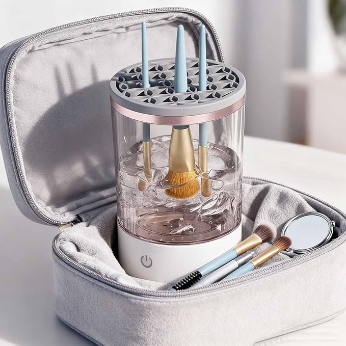 Cosmetic Brush Cleaner, 2026 New Electric Makeup Brush Cleaner Machine, Makeup Sponge Cleaner Machine with Dual Power Options for Deep Cleaning All Types of Makeup Brushes (White*2, Charging)
