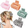 Ahoney 4 Pack Checkered Hair Claw Clips for Thin Hair Y2k Hair Accessories 2" Small Hair Clips for Thick Hair Cute Hair Clips for Women Girls