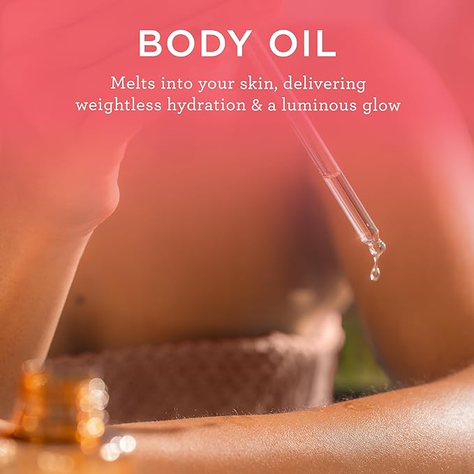 MIX:BAR Vanilla Bourbon Glowy Body Oil for Women, Soothe, Soften & Smooth Dry Skin, with Jojoba & Avocado Oil, Paraben Free, Vegan, 5oz
